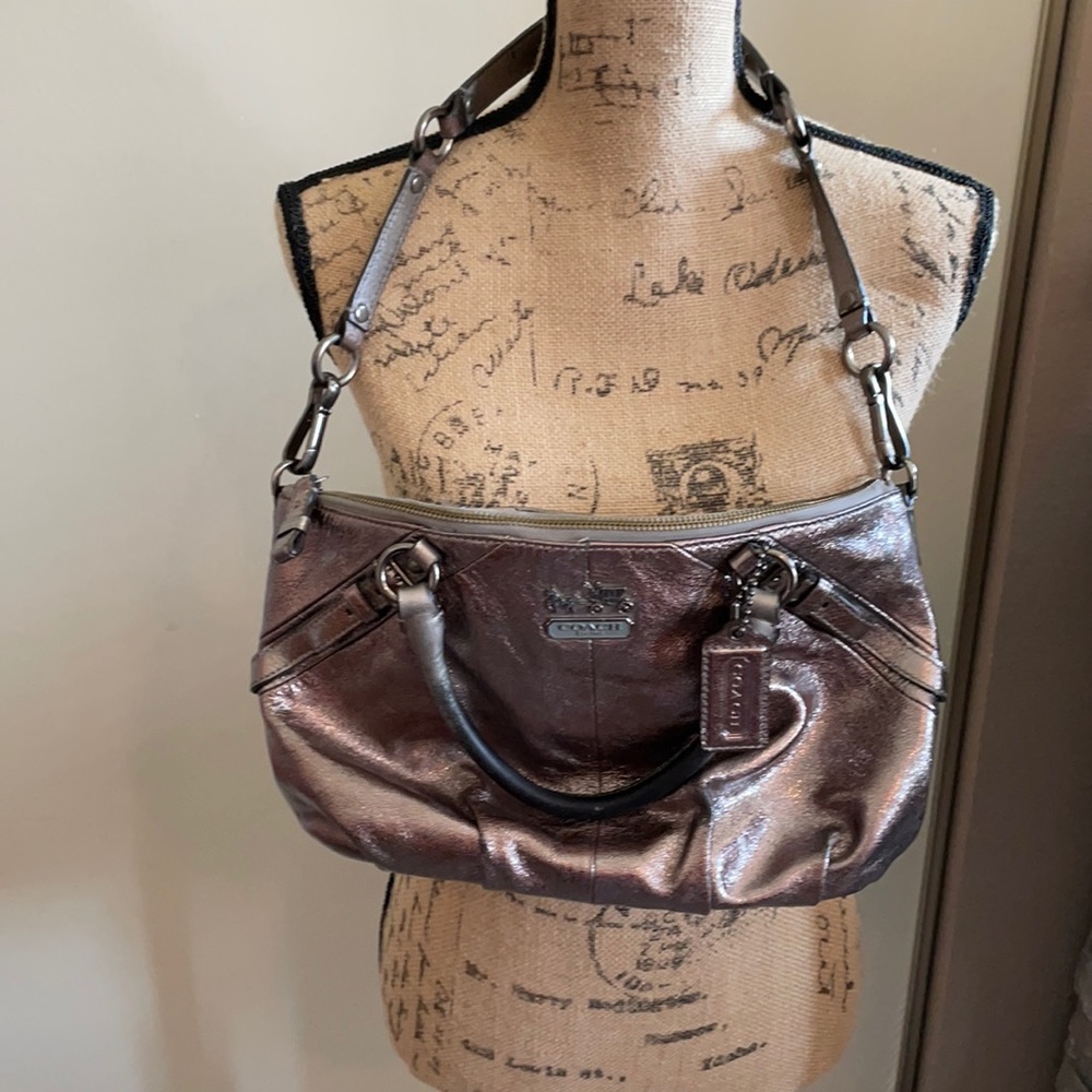Metallic silver Coach bag